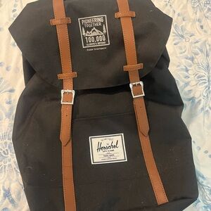 Herschel Supply Company Classic Black and Brown Backpack with Leather Straps